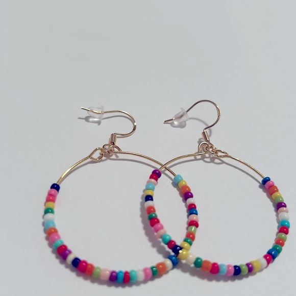 Handmade • Bead Hoop Earrings - Picture 2 of 2